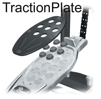 Traction Plate Footboard. Som alle Eliminators pedaler har den aftageligt skridsikkert greb som sidder under fodballen, der kan justeres eller fjernes for at skræddersy den ønskede mængde greb eller slip. Pladen kan også vendes for endnu flere valgmuligheder.
